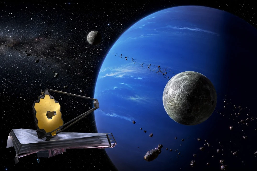 Webb Space Telescope Uncovers Traces of Ancient Celestial Cataclysm in Neptune's Moon System